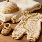 Saída de maternidade em crochê valoriza cada ponto com carinho e cuidado