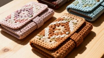 Com poucos materiais, você cria carteiras de crochê práticas e bem estruturadas