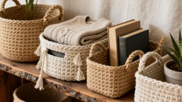 Aprenda a fazer cestos de crochê firmes que funcionam no dia a dia com estilo