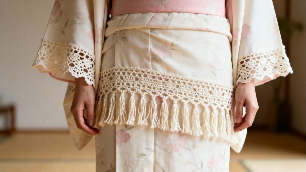 Passo a passo para kimono com franjas em crochê com movimento e elegância