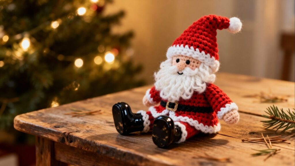 Papai Noel, rena e boneco de neve ganham vida com detalhes caprichados em crochê