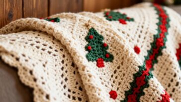 Como fazer mantas natalinas de crochê com acabamento perfeito para o Natal