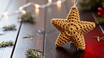 Estrela de Natal em crochê fica mais linda com ponto bem ajustado