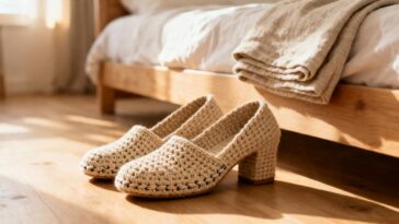 A pantufa de crochê que parece comprada em loja de luxo usa um truque de acabamento que poucas conhecem