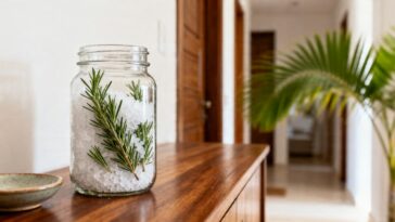 Alecrim com sal grosso dentro de um frasco em casa tem um efeito que pouca gente conhece mas todo mundo deveria testar