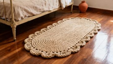 Aquele tapete de crochê oval que toda avó fazia voltou a ser desejado e está custando uma fortuna em lojas de decoração
