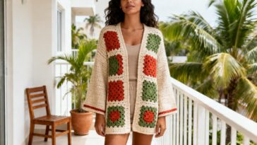 Cardigã de crochê estilo vovó voltou a ser tendência e a versão atual tem um toque moderno inesperado