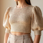 Cropped de crochê com manga bufante é a peça mais desejada de 2026: aprenda o ponto certo para um caimento de grife