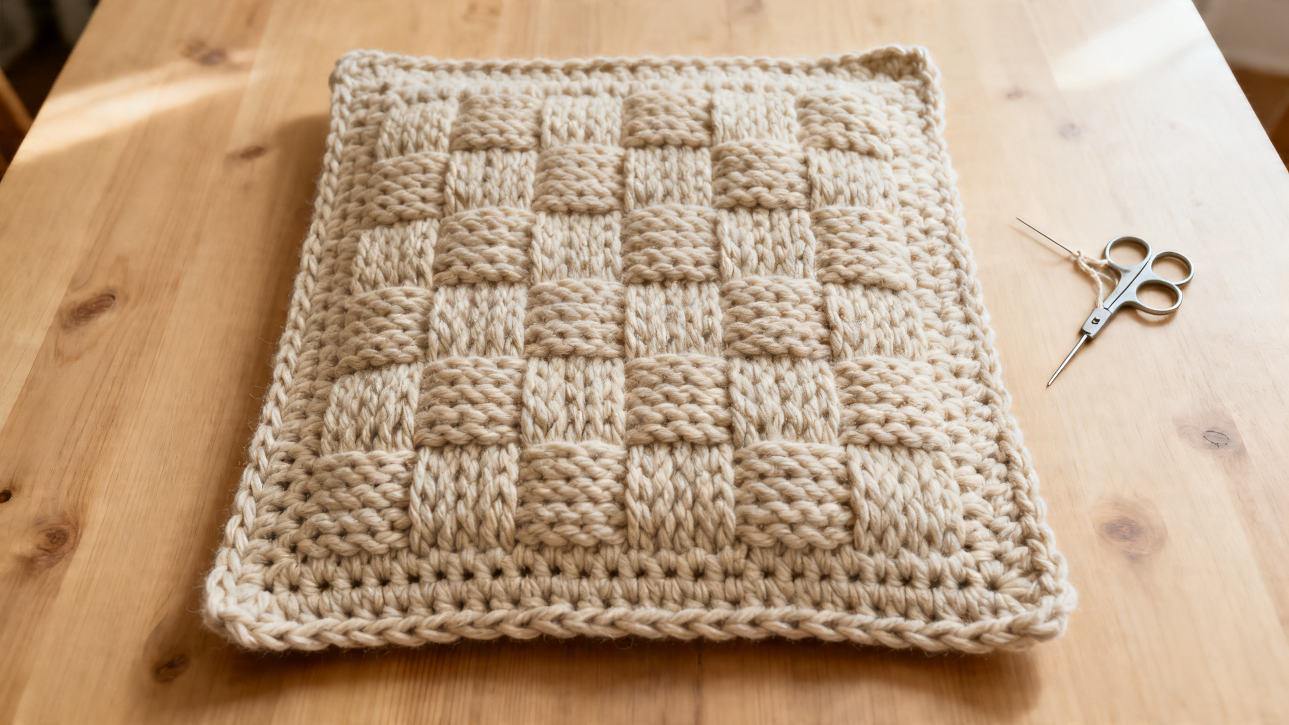 Detalhe dos blocos em ponto alto e baixo formando o efeito tridimensional