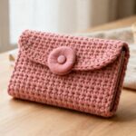 Essa carteira de crochê com botão forrado parece comprada em boutique e cabe em qualquer bolsa
