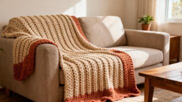 Essa manta de crochê para sofá deixou as salas mais aconchegantes e virou a estrela das noites de cinema em casa
