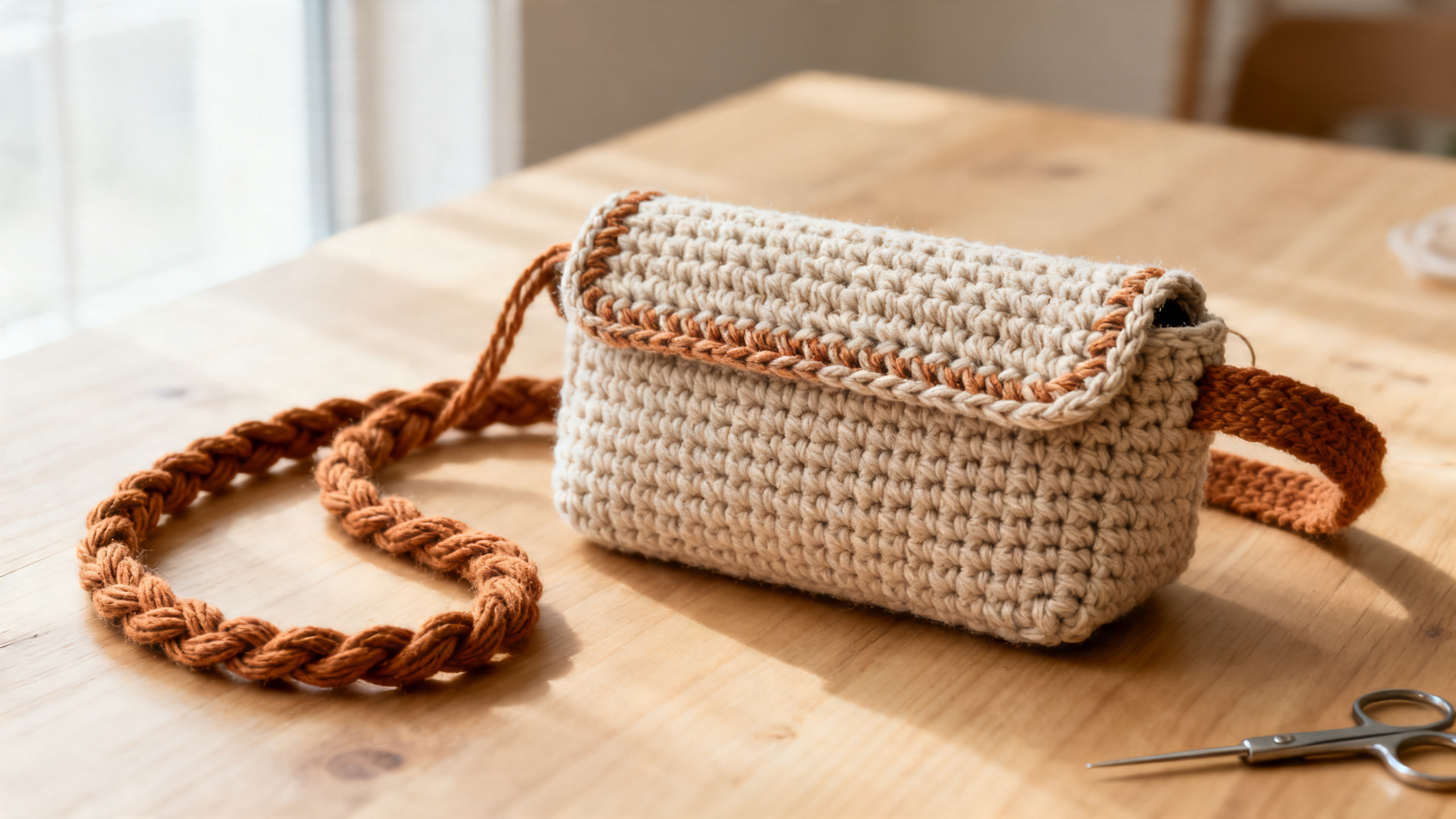 Detalhe da estrutura firme e do acabamento da alça trançada