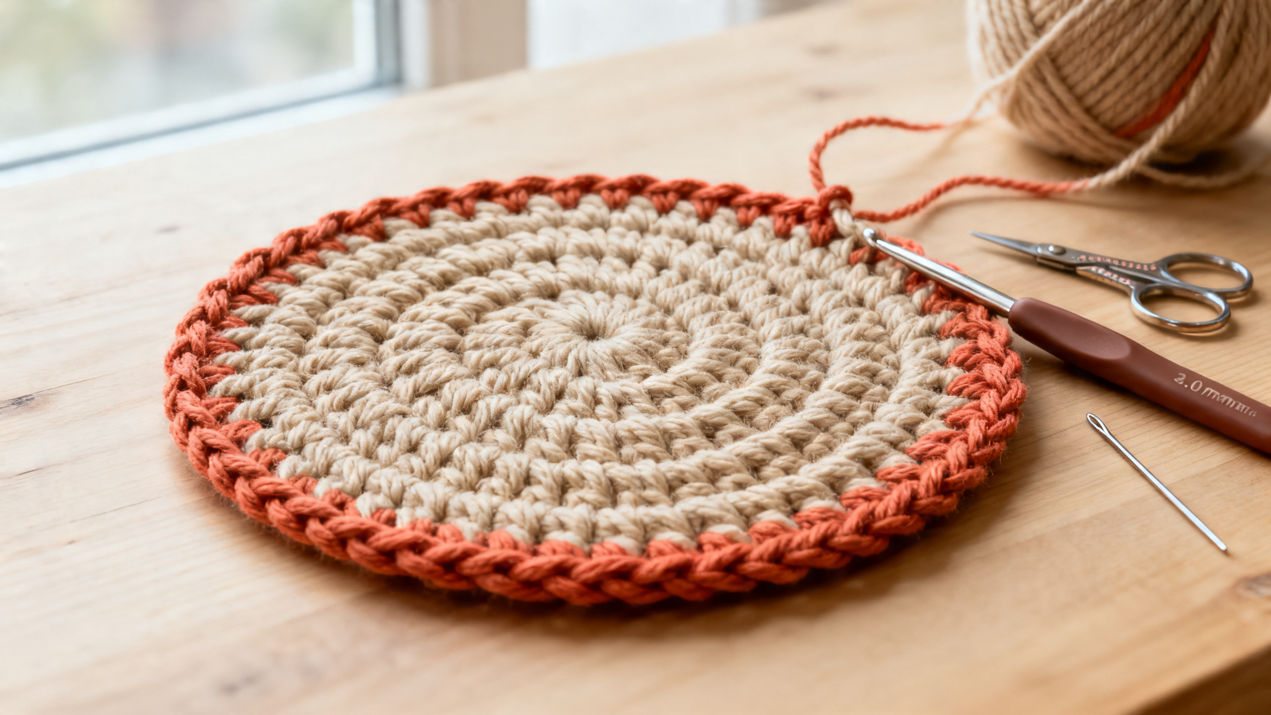 Detalhe dos pontos baixos compactos e acabamento firme em ponto caranguejo.