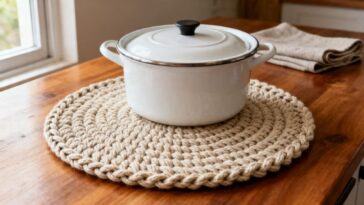 Esse descanso de panela de crochê substituiu os tradicionais e virou peça de destaque na decoração da cozinha