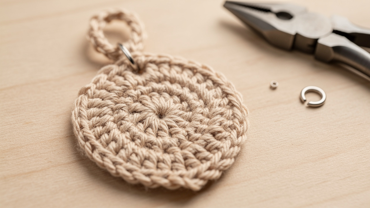 Detalhe da alcinha, dos pontos e da montagem metálica do brinco