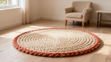 O tapete de crochê redondo que está em todas as salas em 2026 leva apenas 2 novelos e surpreende pelo resultado
