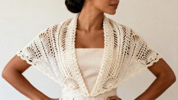 O xale de crochê que está sendo usado até em casamentos leva apenas um fio especial e um ponto repetido