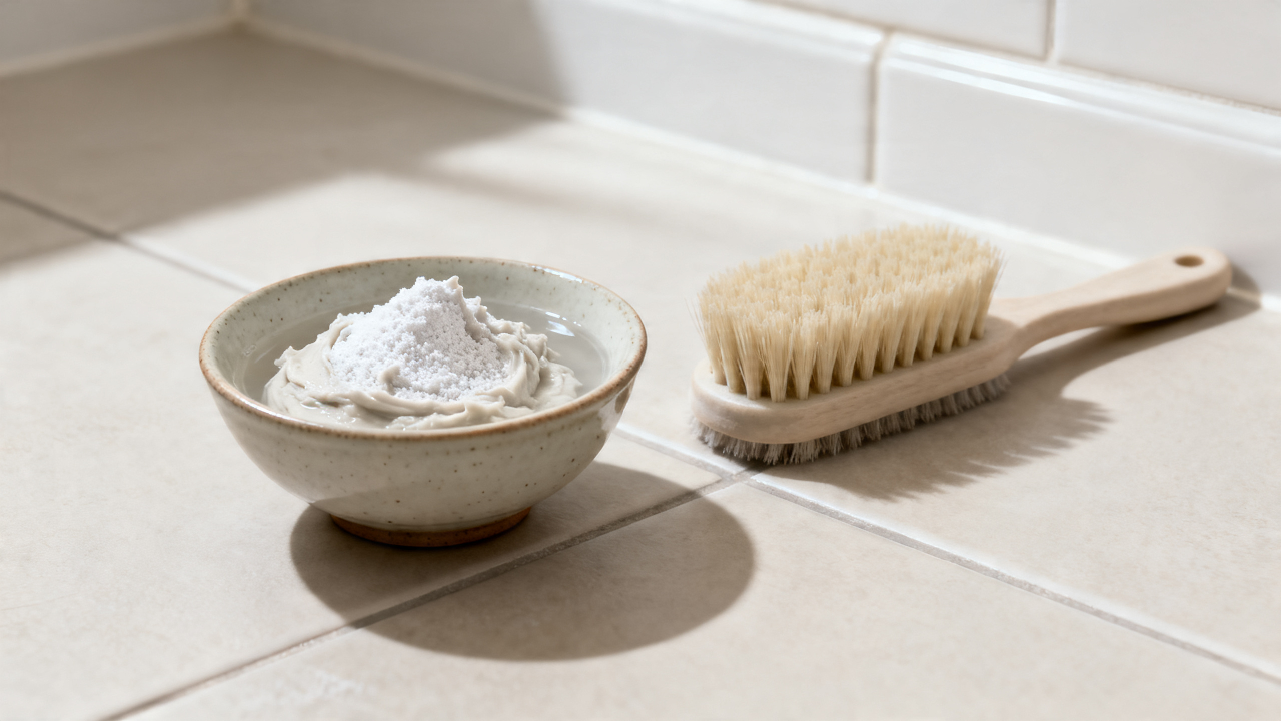 Pasta caseira para limpeza de rejunte com boa aderência e abrasão leve.